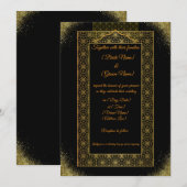 Luxury Black and Gold Wedding Invitation | Elegant 招待状 (正面/裏面)