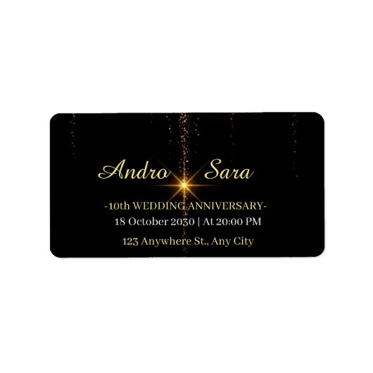 Luxury Black and Gold Wedding Return Address Label ラベル (正面)