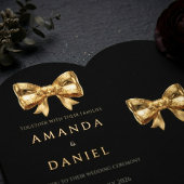 Luxury Black and Golden Bow Old Money Wedding  招待状