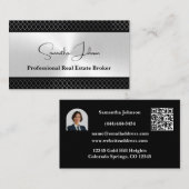 Luxury Black and Silver Real Estate Business Card 名刺 (正面/裏面)