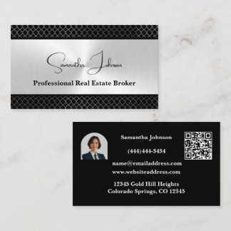 Luxury Black and Silver Real Estate Business Card 名刺