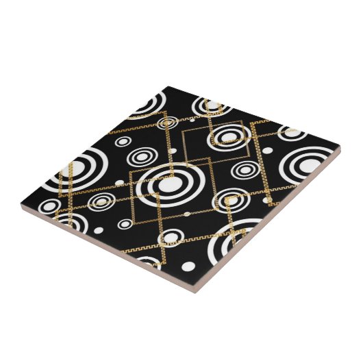 Luxury Black and White CirclesGold Chain Geometric タイル (側面)