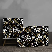 Luxury Black and White CirclesGold Chain Geometric タイル
