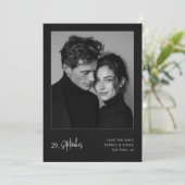 Luxury Black and White Photo Minimalist Wedding セーブザデート (スタンド正面)