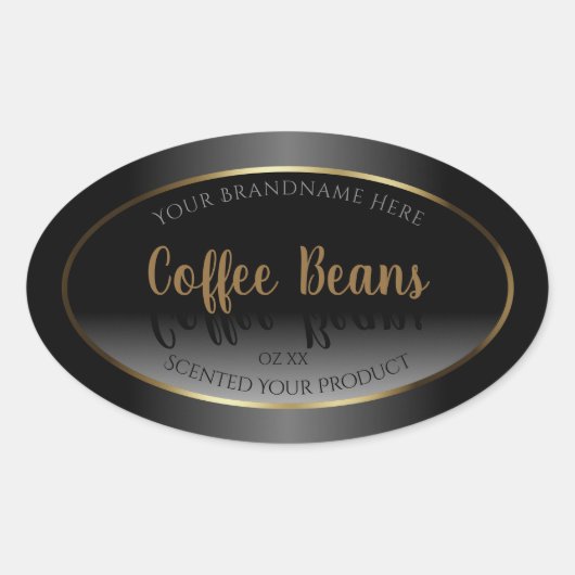 Luxury Black and White Product Labels金ゴールドフレーム 楕円形シール (正面)