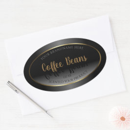 Luxury Black and White Product Labels金ゴールドフレーム 楕円形シール