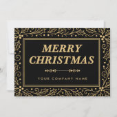 Luxury Black & Antique-Gold Business Christmas シーズンカード (正面)