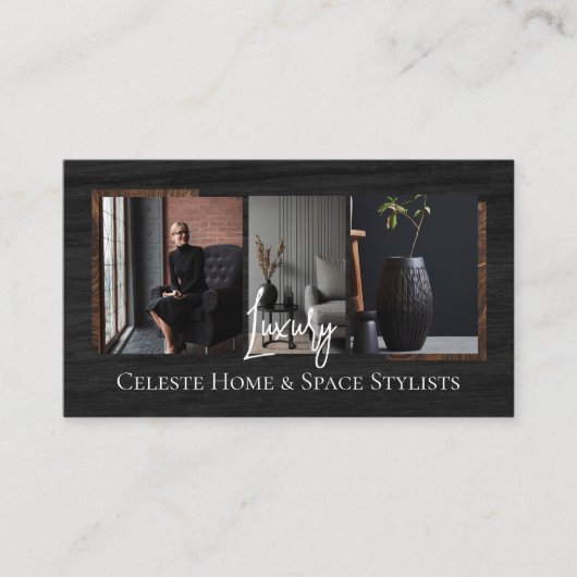Luxury Black Elegant Photo Layout Real Estate  名刺 (正面)