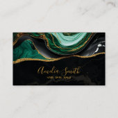 Luxury Black & Emerald Green Marble with Gold 名刺 (正面)