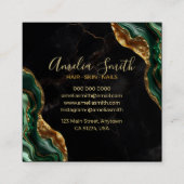 Luxury Black & Emerald Green Marble with Gold Glit スクエア名刺 (裏面)