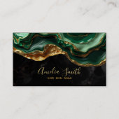 Luxury Black & Emerald Green Marble with Gold Glit 名刺 (正面)