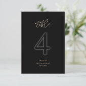 Luxury Black Gold 30th Birthday Table Number 4 出欠カード (スタンド正面)