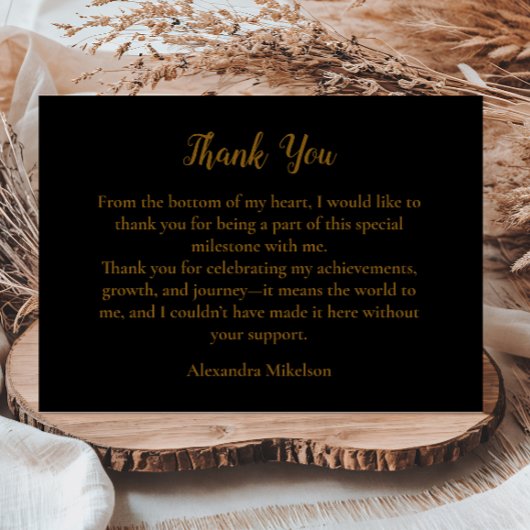 Luxury Black Gold 50 & Fabulous Birthday サンキューカード