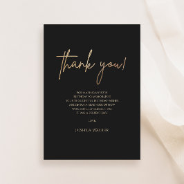 Luxury Black Gold 50th Birthday Thank You Card  サンキューカード