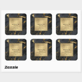 Luxury Black Gold Agate Elegant Shiny Candle Label スクエアシール (シート)