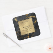 Luxury Black Gold Agate Elegant Shiny Candle Label スクエアシール (封筒)