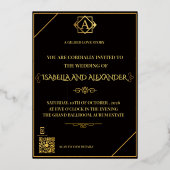 Luxury Black & Gold AR Wedding Suite - Interactive 箔招待状 (正面)