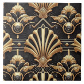 Luxury Black & Gold Art Deco Ceramic Tile  タイル (正面)