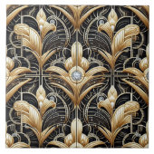 Luxury Black & Gold Art Deco Ceramic Tile  タイル (正面)