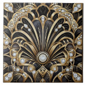 Luxury Black & Gold Art Deco Ceramic Tile  タイル (正面)