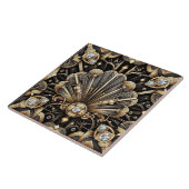 Luxury Black & Gold Art Deco Ceramic Tile  タイル (側面)