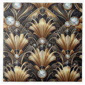 Luxury Black & Gold Art Deco Ceramic Tile  タイル (正面)