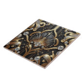 Luxury Black & Gold Art Deco Ceramic Tile  タイル (側面)