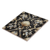 Luxury Black & Gold Art Deco Ceramic Tile  タイル (側面)