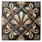 Luxury Black & Gold Art Deco Ceramic Tile  タイル (正面)