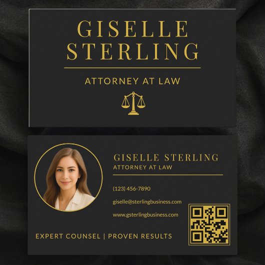 Luxury Black Gold Attorney at Law QR Code 名刺