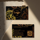 Luxury Black & Gold Baroque Custom Logo QR Code 名刺