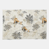 Luxury Black & Gold Botanical Fox Art (1) キッチンタオル (横)