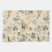 Luxury Black & Gold Botanical Fox Art (2) キッチンタオル (横)