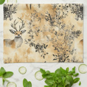 Luxury Black & Gold Botanical Fox Art (5) キッチンタオル (折り畳み)
