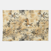Luxury Black & Gold Botanical Fox Art (5) キッチンタオル (横)