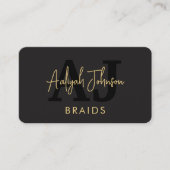 Luxury Black Gold Braids Hair Stylist 名刺 (正面)