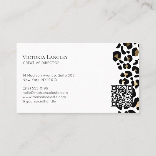 Luxury Black Gold Cheetah Leopard Print Elegant 名刺 (裏面)