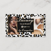 Luxury Black Gold Cheetah Leopard Print Makeup 名刺 (正面)