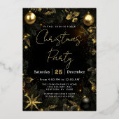 Luxury Black & Gold Christmas Party Invitation 箔招待状 (正面)