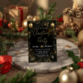 Luxury Black & Gold Christmas Party Invitation 箔招待状