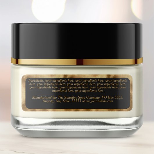 Luxury black gold cosmetics jar ingredients label  ラベル