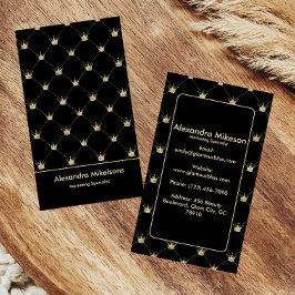 Luxury Black Gold Crown Pattern Elegant 名刺