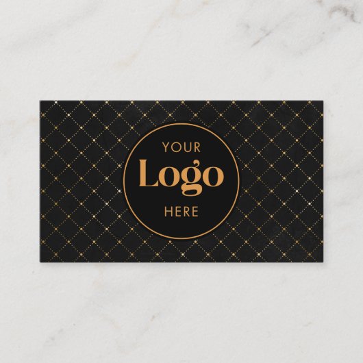 Luxury Black & Gold Custom Company Logo QR Code 名刺 (正面)