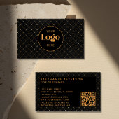 Luxury Black & Gold Custom Company Logo QR Code 名刺