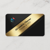 Luxury Black & Gold Diagonal Stripe 名刺 (正面)