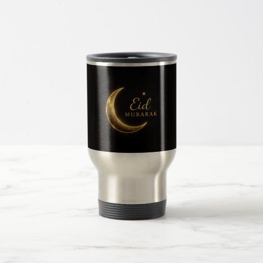Luxury Black & Gold Eid Mubarak – Elegant トラベルマグ (中央)