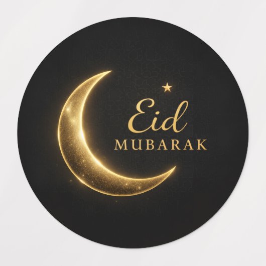 Luxury Black & Gold Eid Mubarak Stickers– Elegant ラベル (デザイン2)