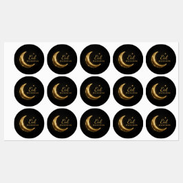 Luxury Black & Gold Eid Mubarak Stickers– Elegant ラベル
