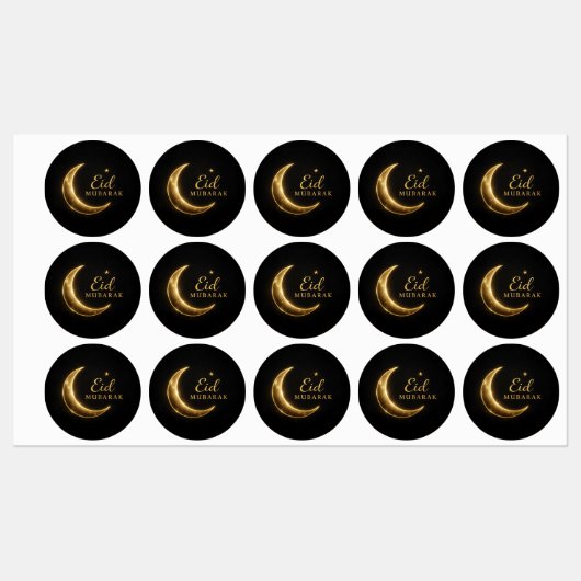 Luxury Black & Gold Eid Mubarak Stickers– Elegant ラベル (シート)