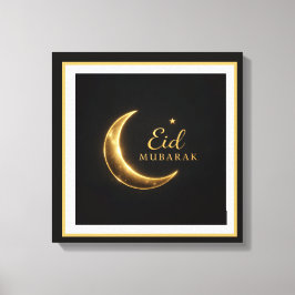 Luxury Black & Gold Eid Mubarak Wall Art – Elegant キャンバスプリント